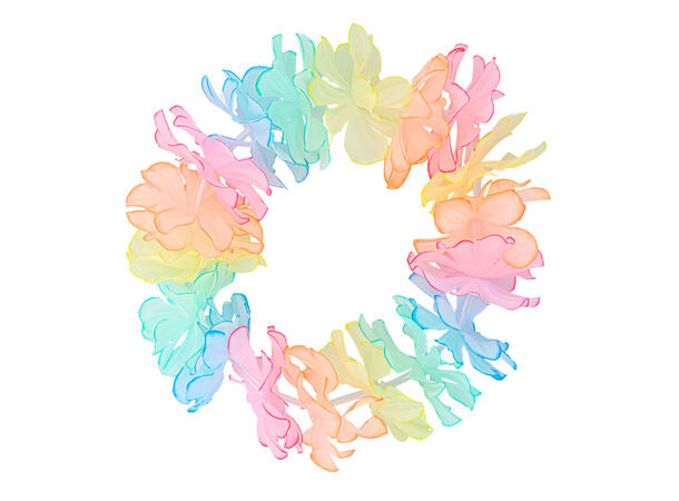 Hawaii sett - Pastellfarget Hodekrans, 2 armbånd, krans 