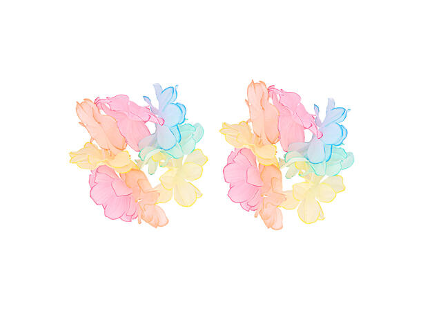 Hawaii sett - Pastellfarget Hodekrans, 2 armbånd, krans 