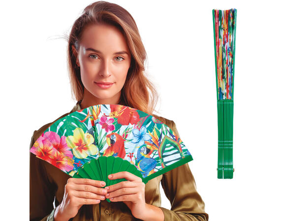 Hawaii vifte - Blomster og papegøye 1 Vifte i plast/polyester 