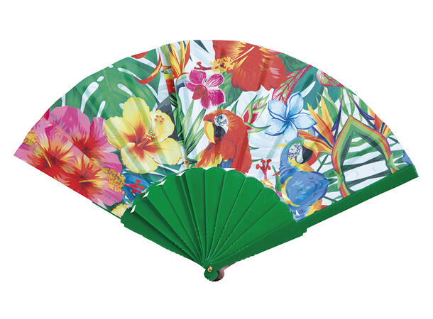 Hawaii vifte - Blomster og papegøye 1 Vifte i plast/polyester 