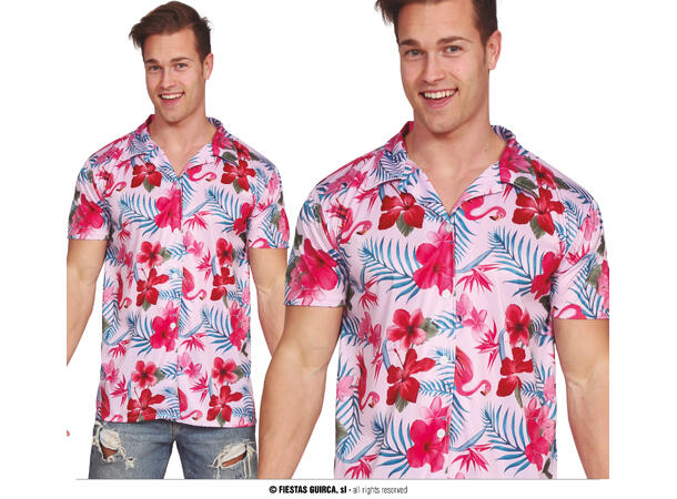 Hawaiiskjorte - Flamingo 1 Herreskjorte - STR 48-50 (M) 