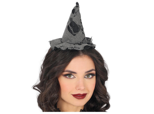 Heksehatt - mini - Grå 1 Hatt m/strikk i polyester 