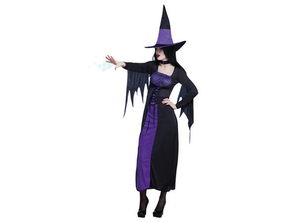 Heksekostyme - Lilla/sort 1 Damekostyme - Str 36-38 