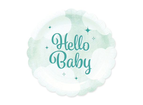 Hello Baby 8 Tallerkener i papp m/form - 19cm 