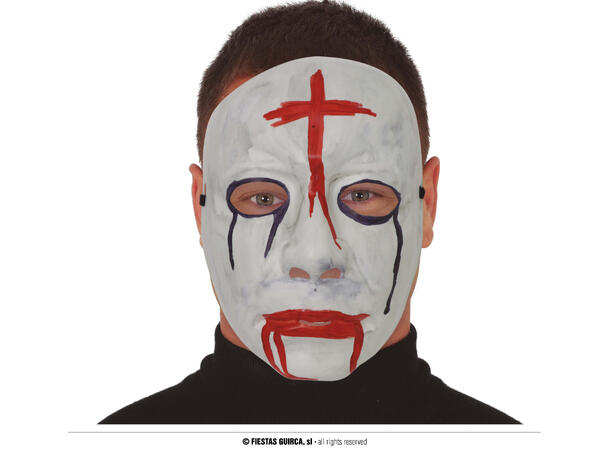 Hvit maske med kors 1 Maske i PVC 