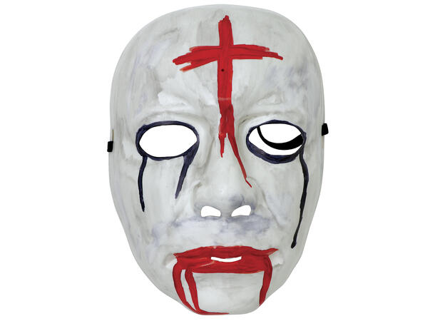 Hvit maske med kors 1 Maske i PVC 