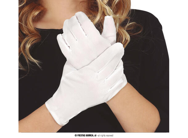 Hvite hansker til barn - 18cm 1 Par hansker i stoff - Onesize 
