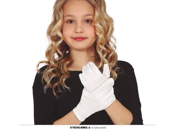 Hvite hansker til barn - 18cm 1 Par hansker i stoff - Onesize 