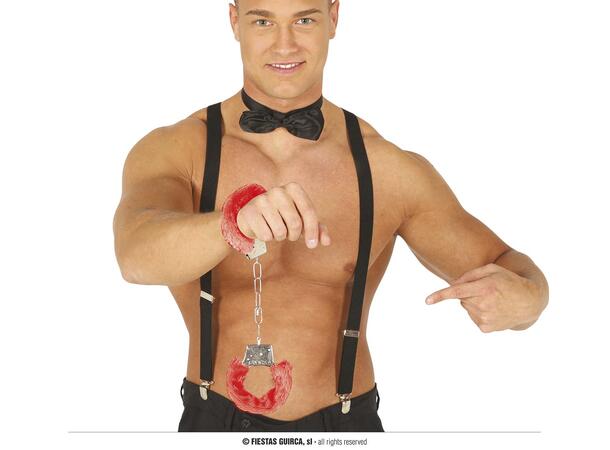 Håndjern - Rød Fløyel 1 Par håndjern  til voksen 