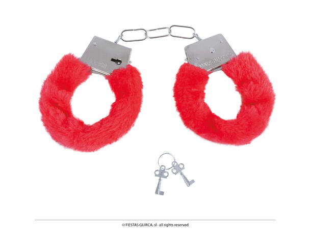 Håndjern - Rød Fløyel 1 Par håndjern  til voksen 