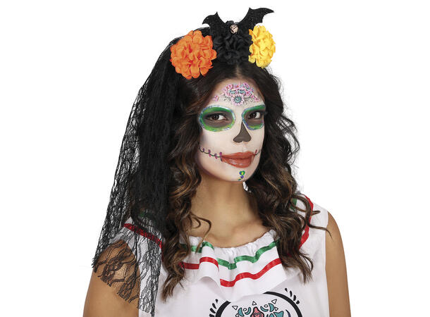 Hårbøyle med blomster og slør 1 Hårbøyle i PVC/Polyester 