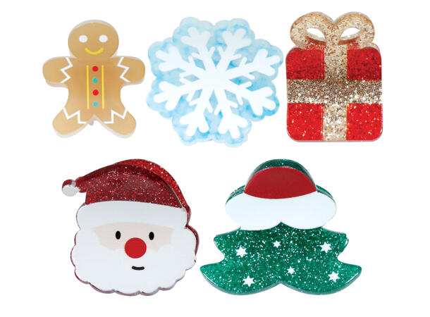 Hårklips jul - 5 assorterte 5 Hårklips i plast - 3cm 