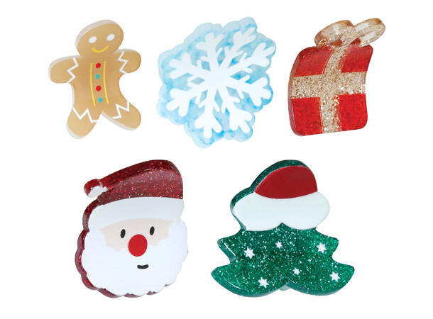 Hårklips jul - 5 assorterte 5 Hårklips i plast - 3cm 
