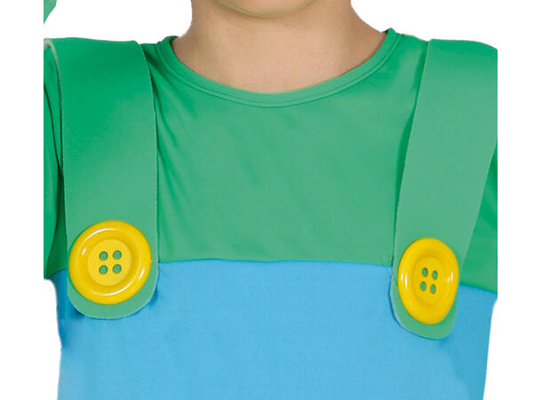 Italiensk rørlegger - Grønn 1 Barnekostyme til gutt - Str 7-9 År 