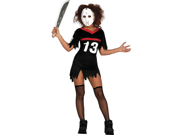 J.C Dead - maske/kjole/strømper 1 Damekostyme - str 38-40 (M) 