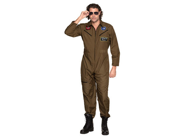 Jagerpilot - Grønn Onepiece 1 Herrekostyme - Str 50-52 