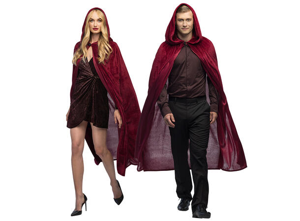 Kappe m/hette - Bordeaux - Dyp vinrød 1 Kappe i stoff - 170cm 