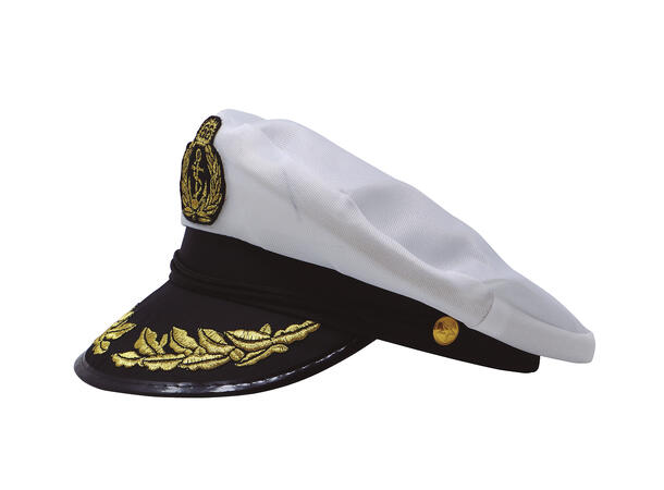 Kapteinslue - Hvit/sort 1 Hatt i polyester til voksen - Onesize 