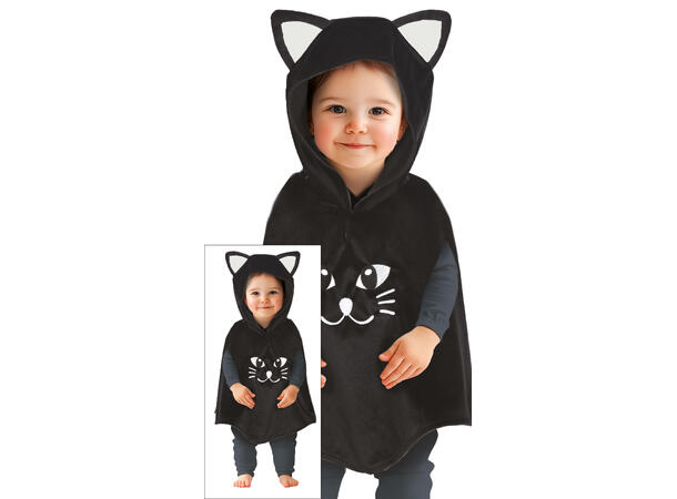 Katteponcho - Sort 1 Babykostyme - Str 18-24 Mnd 
