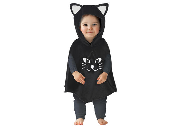 Katteponcho - Sort 1 Babykostyme - Str 18-24 Mnd 