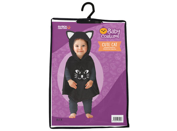 Katteponcho - Sort 1 Babykostyme - Str 18-24 Mnd 