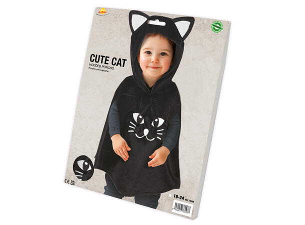 Katteponcho - Sort 1 Babykostyme - Str 18-24 Mnd 