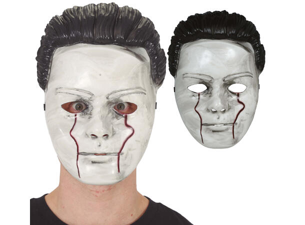 Killer mask - Hvit m/blod fra øynene 1 Maske i PVC 