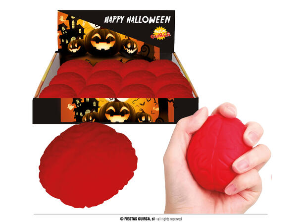 Klembare røde hjerner Display med 12 hjerner i gummi - 8cm 