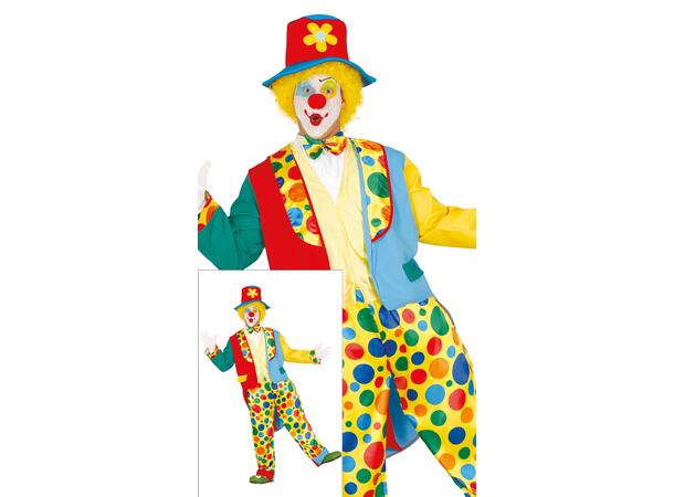 Klovn - Fargerik m/prikker - 5 deler 1 Herrekostyme - str 52-54 (L) 