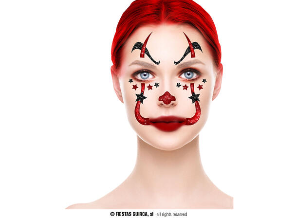 Klovn - Glitter face 1 Ark m/Selvklebende maske - 13x15cm 