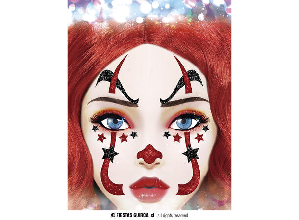 Klovn - Glitter face 1 Ark m/Selvklebende maske - 13x15cm 