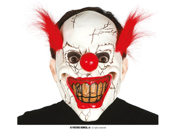 Klovnemaske - Killer Clown - m/hår 1 Maske i lateks med syntetisk hår 
