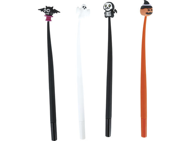 Kulepenner Halloween - 3 ass design Display med 12 penner i silikon - 22cm 