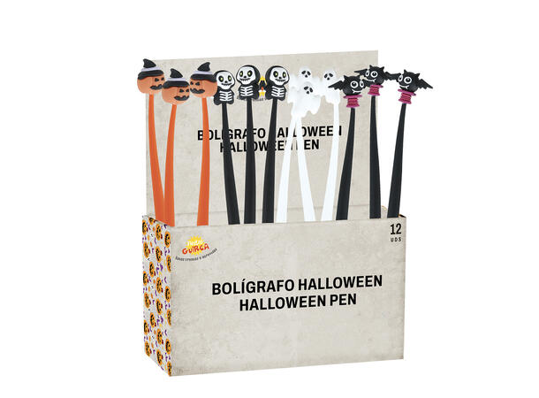 Kulepenner Halloween - 3 ass design Display med 12 penner i silikon - 22cm 