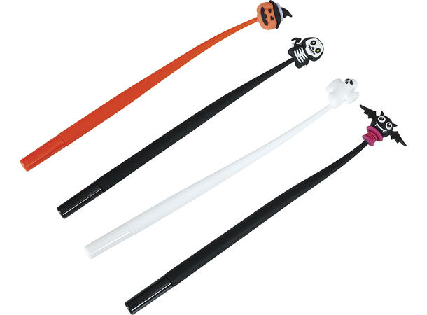 Kulepenner Halloween - 3 ass design Display med 12 penner i silikon - 22cm 