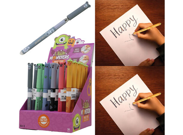 Kulepenner Halloween - 6 ass design Display med 36 penner i PVC - 14,5cm 