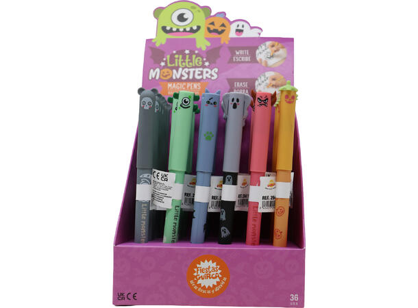 Kulepenner Halloween - 6 ass design Display med 36 penner i PVC - 14,5cm 