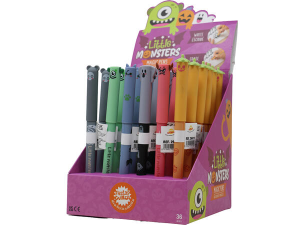 Kulepenner Halloween - 6 ass design Display med 36 penner i PVC - 14,5cm 