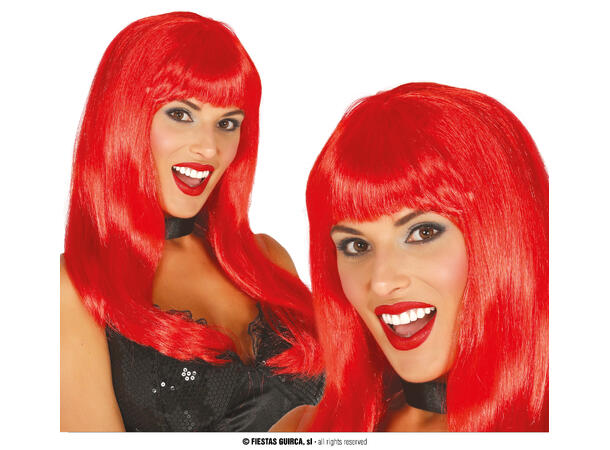 Lang parykk - Rød 1 Parykk i syntetisk hår 