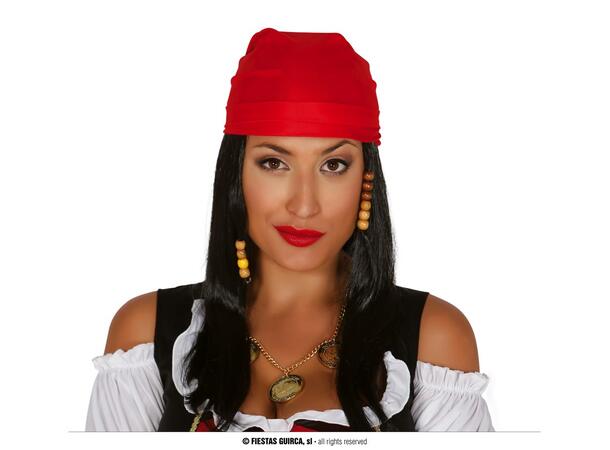 Lang rett piratparykk m/skjerf - sort 1 Parykk i syntetisk hår - Dame 