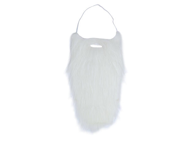 Langt hvitt skjegg m/bart 1 Skjegg i syntetisk hår 