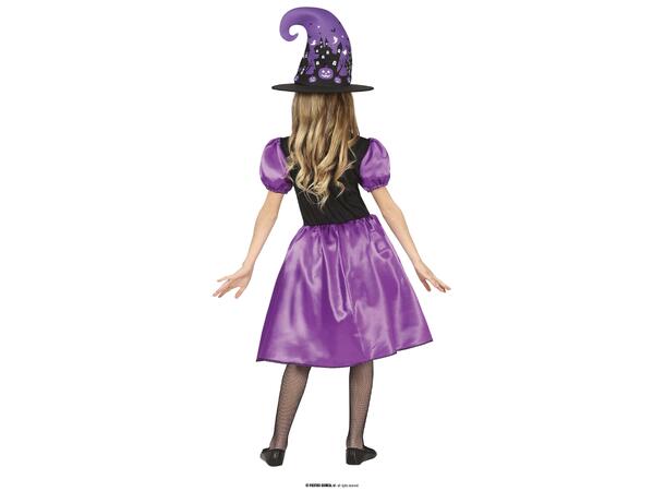 Lilla heks - Kjole og hatt 1 Barnekostyme til jente - Str 10-12 År 