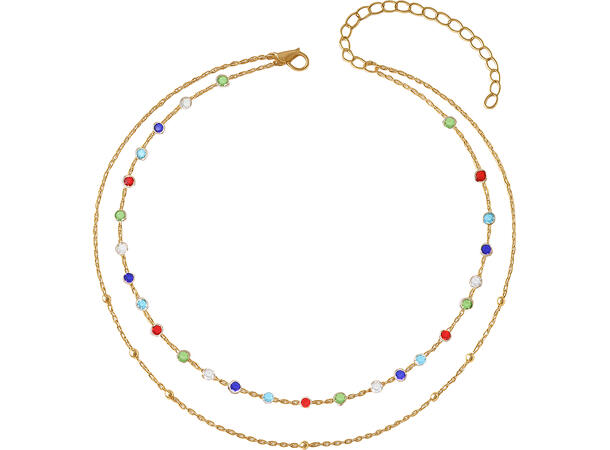 Magekjede i gull med fargede stener 1 Magekjede i metall/PVC 