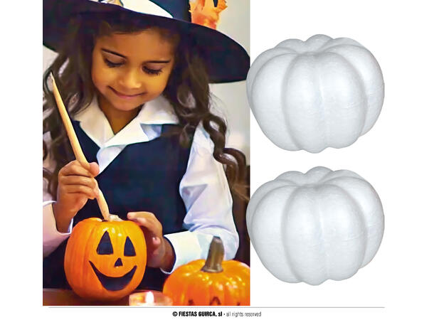 Malbare hvite gresskar - DIY 2 gresskar i PVC - 10cm 