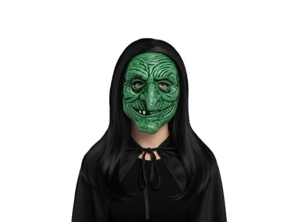 Maske - Gønn heks 1 Maske i skum 