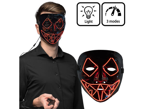 Maske - Killer smile - Oransje m/LED 1 maske i plast m/LED lys 