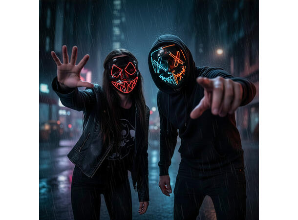 Maske - Killer smile - Oransje m/LED 1 maske i plast m/LED lys 