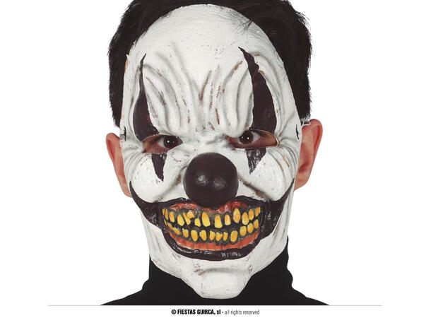 Maske - Skummel klovn - sort/hvit 1 Maske i Lateks 