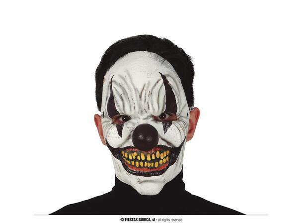 Maske - Skummel klovn - sort/hvit 1 Maske i Lateks 