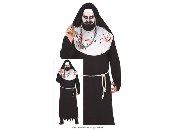 Munkekutte m/belte og hodeplagg - Sort 1 Herrekostyme - str 54-56 (XL) 